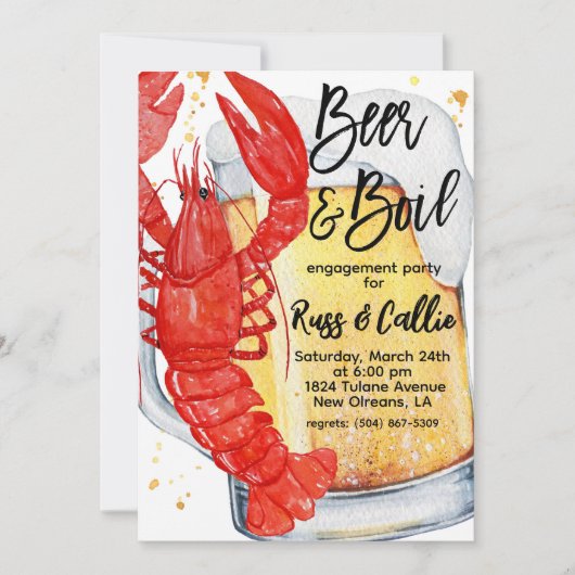 Crawfish Boil Engagement Party Uitnodiging (Voorkant)