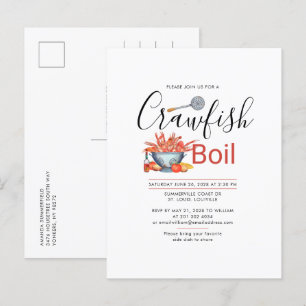 Crawfish Boil Family Cookout Seafood Party Uitnodiging Briefkaart