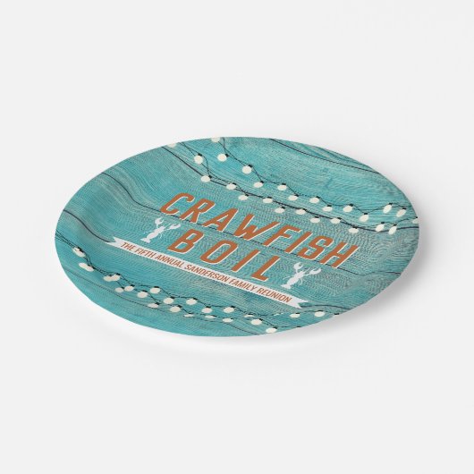 Crawfish Boil Family Reunion Lobster Rustige Blauw Papieren Bordje (Gekanteld)