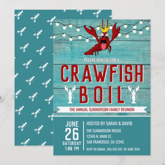Crawfish Boil Family Reunion Seafood Party Kaart (Voorkant / Achterkant)