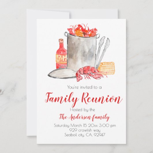 Crawfish boil family Reunion-uitnodiging Kaart (Voorkant)