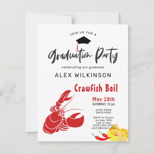 Crawfish Boil Fun Afstuderen BBQ Kaart (Voorkant)