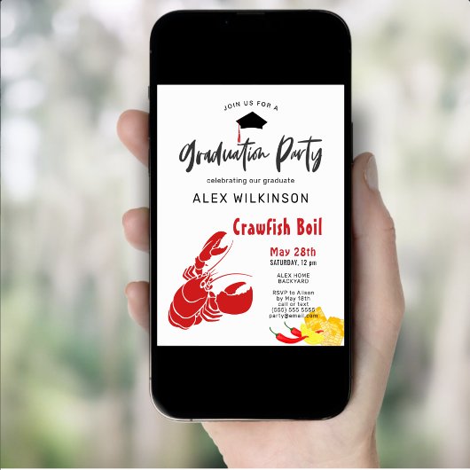 Crawfish Boil Fun Afstuderen BBQ Kaart