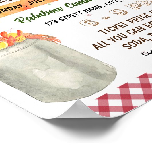 Crawfish Boil Fundraiser evenement sjabloon Poster (Hoek)