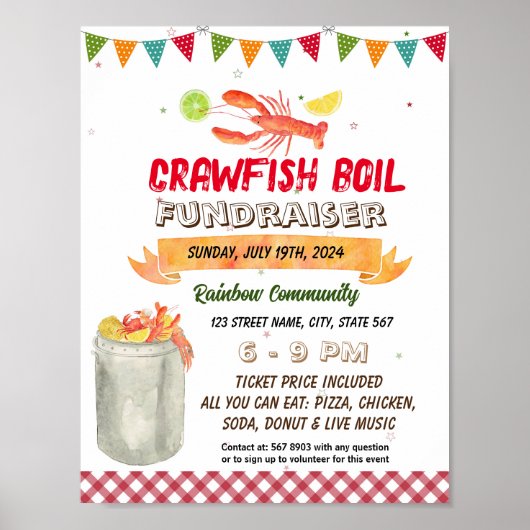 Crawfish Boil Fundraiser evenement sjabloon Poster (Voorkant)