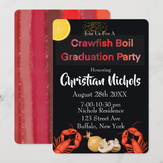 Crawfish Boil Graduation Party Kaart (Voorkant / Achterkant)