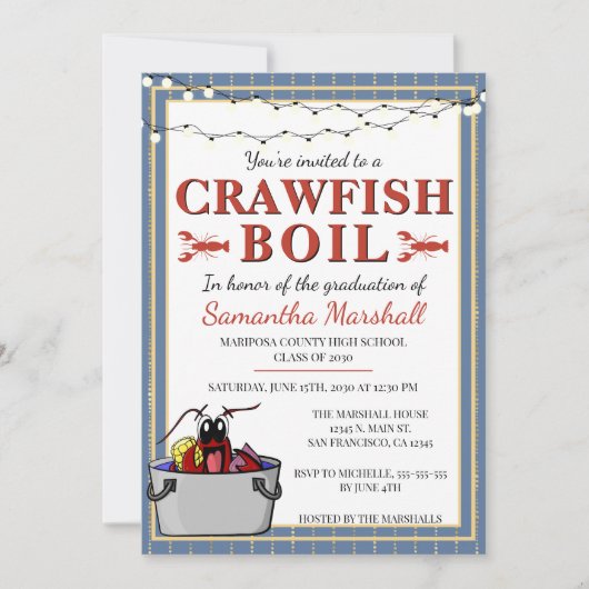 Crawfish Boil High School Afstuderen Afstuderen Kaart (Voorkant)