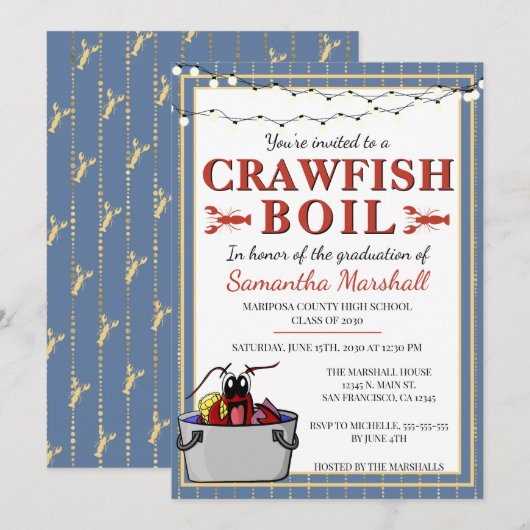 Crawfish Boil High School Afstuderen Afstuderen Kaart (Voorkant / Achterkant)