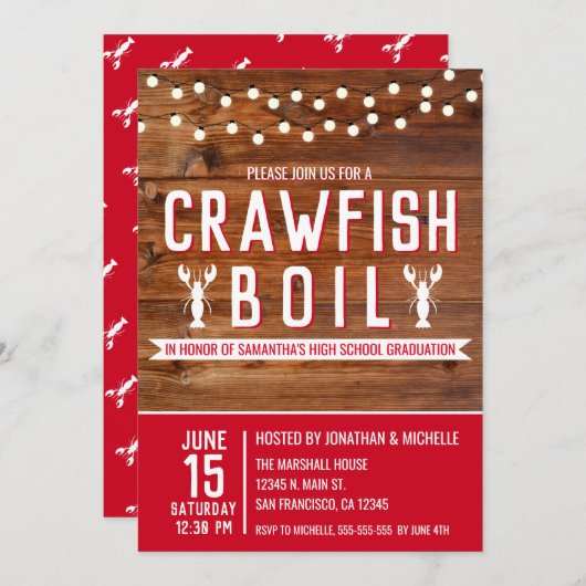 Crawfish Boil High School Graduparty Kaart (Voorkant / Achterkant)