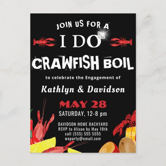 Crawfish Boil I DO Verloving Photo Invitation Briefkaart (Voorkant)