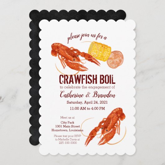 Crawfish Boil Illustrated Invitation Kaart (Voorkant / Achterkant)