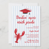 Crawfish Boil Light Blue & Red Doodle Afstudeerder Kaart (Voorkant)