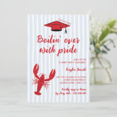 Crawfish Boil Light Blue & Red Doodle Afstudeerder Kaart (Staand voorkant)