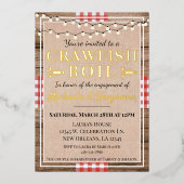 Crawfish Boil Lobster Engagement Party Rustic Folie Uitnodiging (Voorkant)