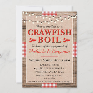 Crawfish Boil Lobster Engagement Party Rustic Kaart