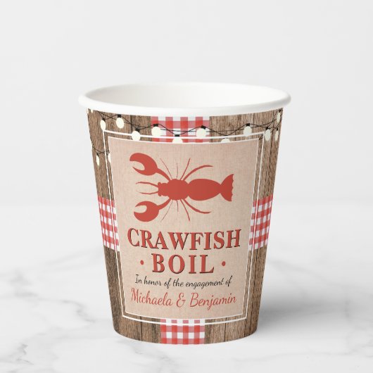 Crawfish Boil Lobster Engagement Party Rustic Papieren Bekers (Voorkant)