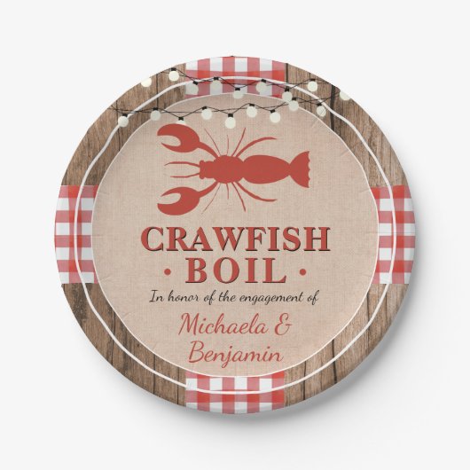 Crawfish Boil Lobster Engagement Party Rustic Papieren Bordje (Voorkant)