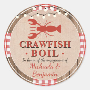 Crawfish Boil Lobster Engagement Party Rustic Ronde Sticker