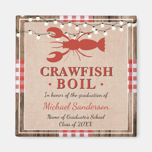 Crawfish Boil Lobster Graduation Party Rustic Magneet (Voorkant)