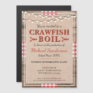 Crawfish Boil Lobster Graduation Party Rustic Magnetische Uitnodiging