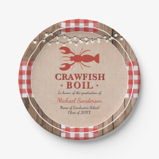 Crawfish Boil Lobster Graduation Party Rustic Papieren Bordje (Voorkant)