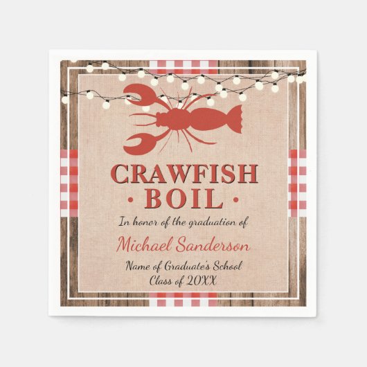 Crawfish Boil Lobster Graduation Party Rustic Servet (Voorkant)