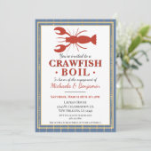 Crawfish Boil Lobster Party Blue Verloving Kaart (Staand voorkant)