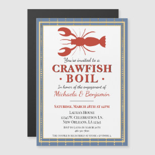 Crawfish Boil Lobster Party Blue Verloving Magnetische Uitnodiging