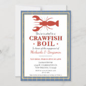 Crawfish Boil Lobster Party Blue Verloving Magnetische Uitnodiging (Voorkant)