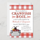 Crawfish Boil Lobster Party Verloving Red Picnic Magnetische Uitnodiging (Voorkant)