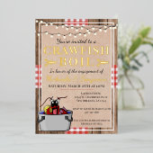 Crawfish Boil Lobster Party Verloving Rustic Folie Uitnodiging (Staand Voorkant)