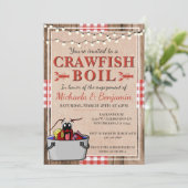 Crawfish Boil Lobster Party Verloving Rustic Kaart (Staand voorkant)
