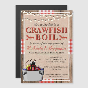 Crawfish Boil Lobster Party Verloving Rustic Magnetische Uitnodiging