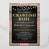 Crawfish Boil Lobster Rustic Engagement Party Folie Uitnodiging (Voorkant)