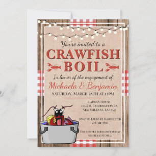 Crawfish Boil Lobster Rustic Engagement Party Kaart