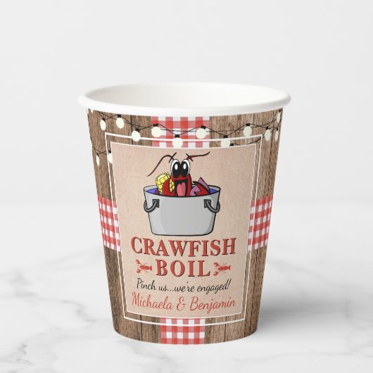 Crawfish Boil Lobster Rustic Engagement Party Papieren Bekers (Voorkant)