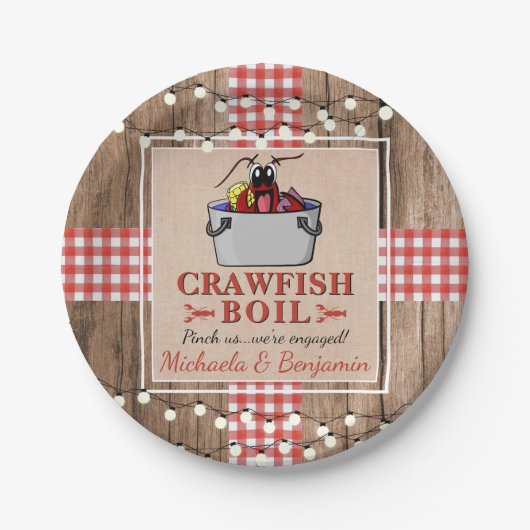 Crawfish Boil Lobster Rustic Engagement Party Papieren Bordje (Voorkant)