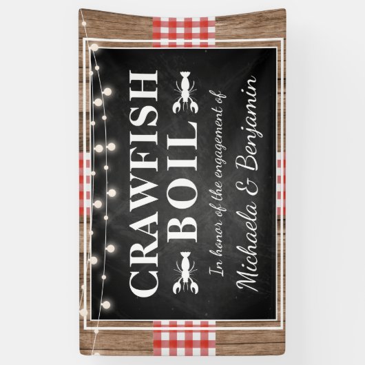 Crawfish Boil Lobster Rustic Engagement Party Spandoek (Verticaal)