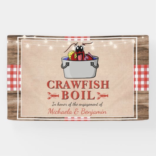 Crawfish Boil Lobster Rustic Engagement Party Spandoek (Horizontaal)