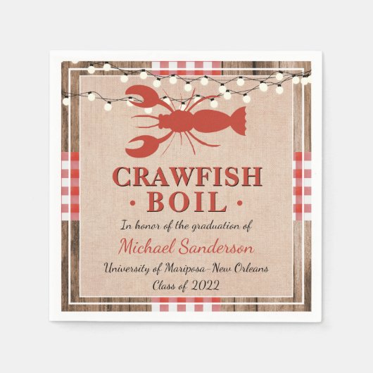 Crawfish Boil Lobster Rustic Graduc Party Servet (Voorkant)