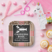 Crawfish Boil Lobster Rustic Wood Engagement Party Papieren Bordje (Feest)