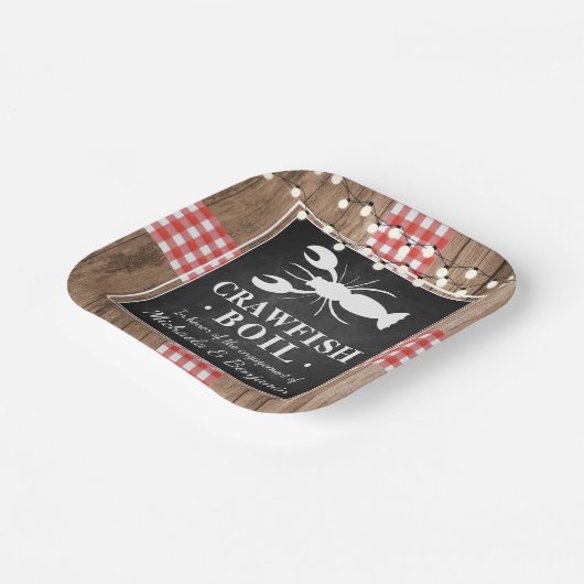 Crawfish Boil Lobster Rustic Wood Engagement Party Papieren Bordje (Gebogen)