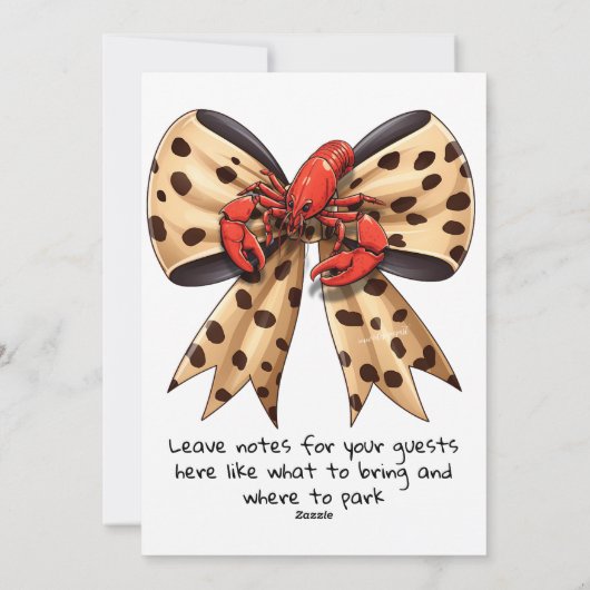 Crawfish Boil met Leopard Bow en Schattigee Mudbug Feestdagenkaart (Achterkant)