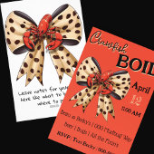 Crawfish Boil met Leopard Bow en Schattigee Mudbug Feestdagenkaart