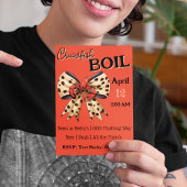 Crawfish Boil met Leopard Bow en Schattigee Mudbug Feestdagenkaart