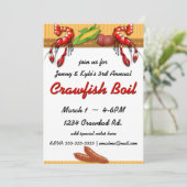 Crawfish Boil met Worst Uitnodigingen (Staand voorkant)