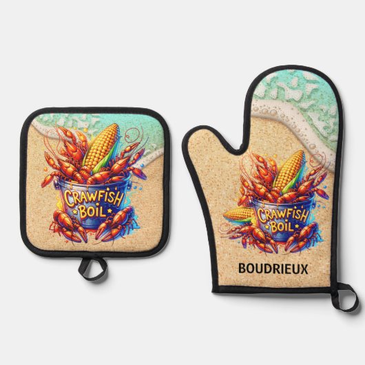 Crawfish Boil Ovenwant & Pannenlap Set (Voorkant)
