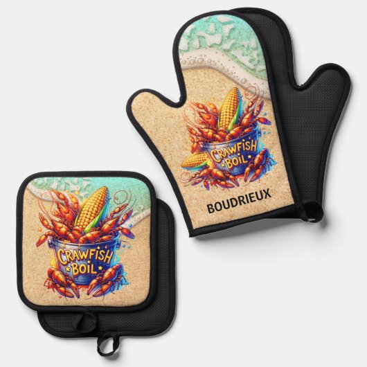 Crawfish Boil Ovenwant & Pannenlap Set (Voorkant / Achterkant)