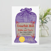 Crawfish Boil Paarse Sack Invitation Kaart (Staand voorkant)