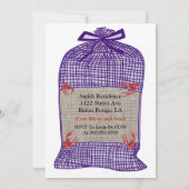 Crawfish Boil Paarse Sack Invitation Kaart (Achterkant)